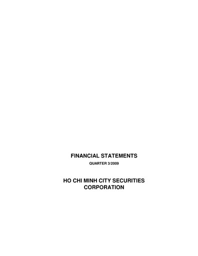 Thumbnail HSC (Ho Chi Minh City Securities Corporation) Quarterly Report 2009-q3