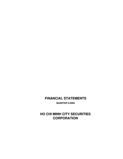 Thumbnail HSC (Ho Chi Minh City Securities Corporation) Quarterly Report 2009-q4