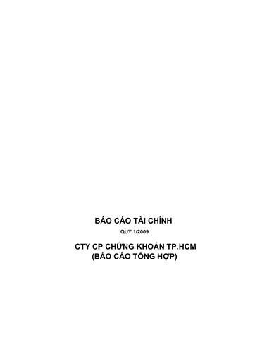 Thumbnail HSC (Ho Chi Minh City Securities Corporation) Quarterly Report 2009-q1