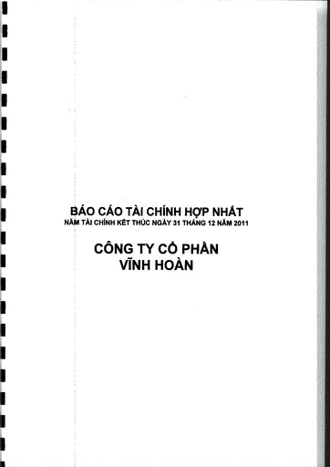 Thumbnail Vinh Hoan Corporation Financial Statement 2011