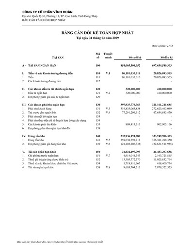 Thumbnail Vinh Hoan Corporation Quarterly Report 2009-q1