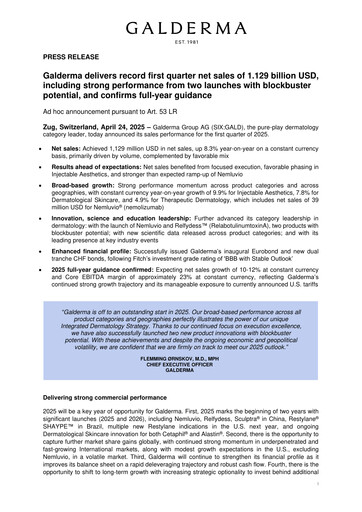 Thumbnail Galderma Group Quarterly Report 2025-q1