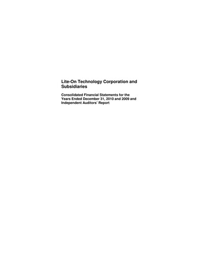 Thumbnail Lite-On Technology Financial Statement 2010