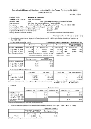 Vorschaubild Mitsubishi HC Capital Halbjahresbericht 2025-h1