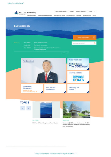 Thumbnail Taisei Corporation ESG Report 2022