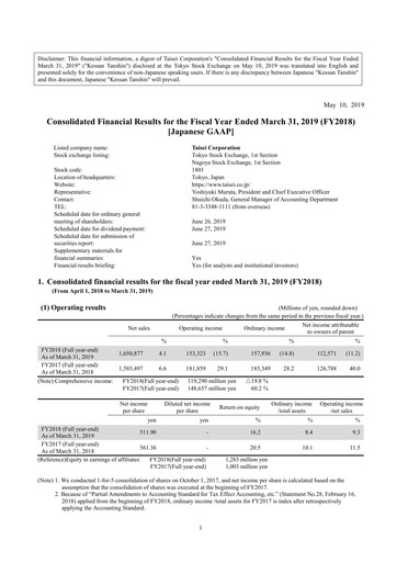 Thumbnail Taisei Corporation Financial Statement fy2018