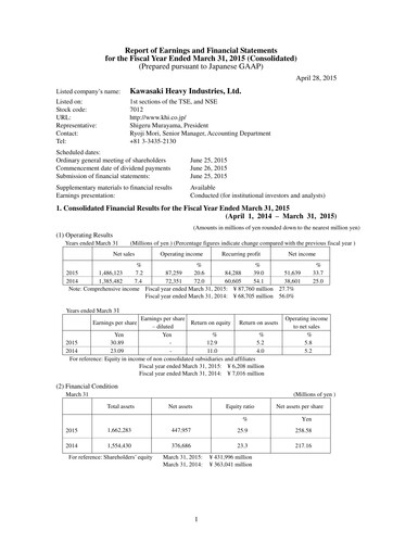 Thumbnail Kawasaki Heavy Industries Financial Report 2014