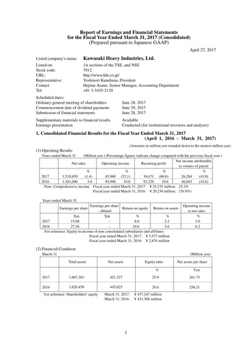 Thumbnail Kawasaki Heavy Industries Financial Report 2016