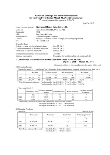 Thumbnail Kawasaki Heavy Industries Financial Statement fy2012