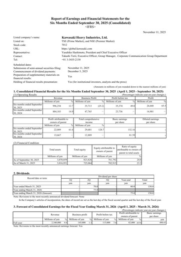 Vorschaubild Kawasaki Heavy Industries Halbjahresbericht 2025-h1