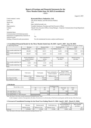 Thumbnail Kawasaki Heavy Industries Quarterly Report 2025-q1