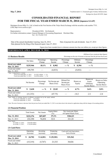 Thumbnail SCREEN Holdings Financial Report 2014