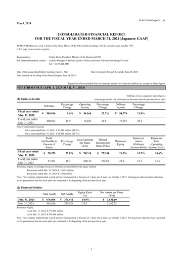 Thumbnail SCREEN Holdings Financial Report 2024