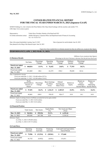 Thumbnail SCREEN Holdings Financial Statement fy2023