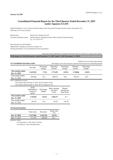 Vorschaubild SCREEN Holdings Quartalsbericht 2026-q3