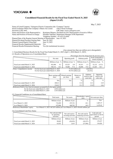 Thumbnail Yokogawa Electric Corporation Financial Statement fy2025