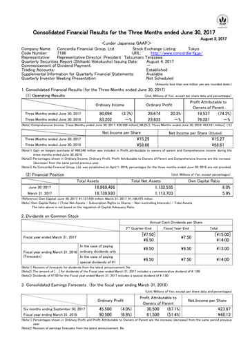 Thumbnail Concordia Financial Group Quarterly Report 2017-q1