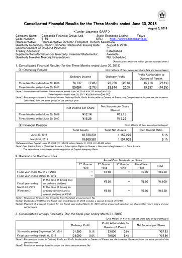 Thumbnail Concordia Financial Group Quarterly Report 2018-q1