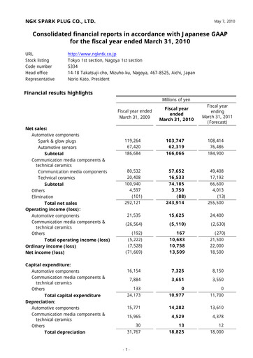 Miniature Niterra Bilan financier fy2009
