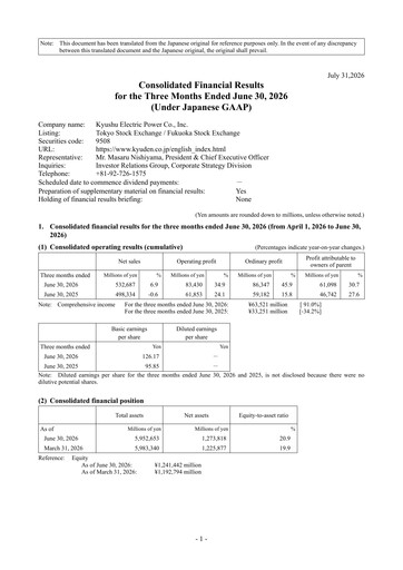 Vorschaubild Kyushu Electric Power Company Quartalsbericht 2026-q1