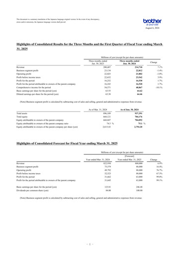 Thumbnail Brother Industries Quarterly Report 2025-q1