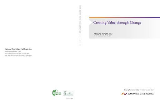 Thumbnail Nomura Real Estate Holdings Annual Report 2013