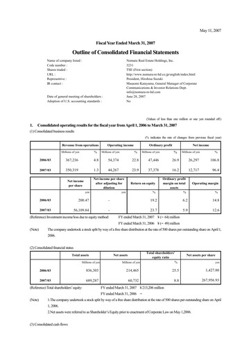 Thumbnail Nomura Real Estate Holdings Financial Statement fy2006