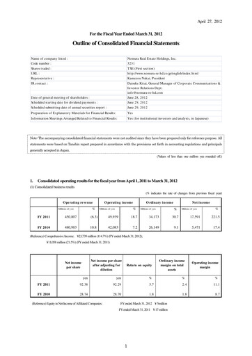 Thumbnail Nomura Real Estate Holdings Financial Statement fy2011