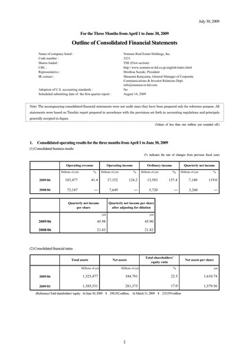 Thumbnail Nomura Real Estate Holdings Quarterly Report 2009-q1