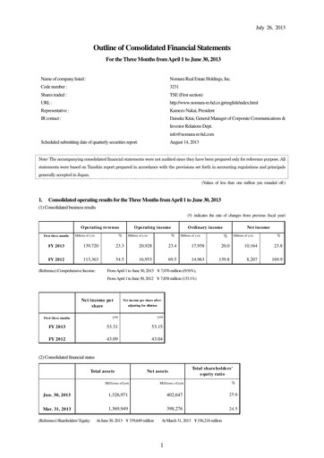 Thumbnail Nomura Real Estate Holdings Quarterly Report 2013-q1