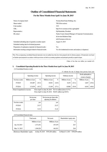 Thumbnail Nomura Real Estate Holdings Quarterly Report 2015-q1