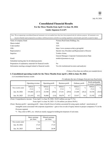 Thumbnail Nomura Real Estate Holdings Quarterly Report 2026-q1