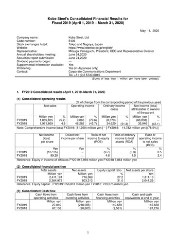 Thumbnail Kobe Steel Financial Report 2019