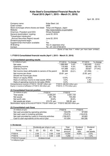 Thumbnail Kobe Steel Financial Statement fy2015