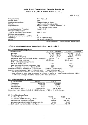 Thumbnail Kobe Steel Financial Statement fy2016