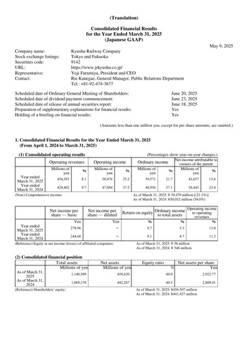 Thumbnail Kyushu Railway Company Financial Statement fy2025