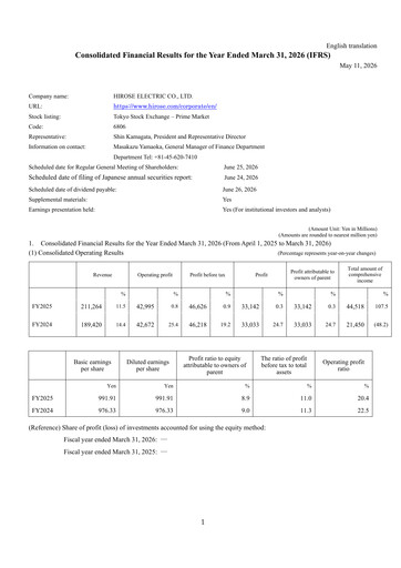 Thumbnail Hirose Electric Financial Statement fy2026