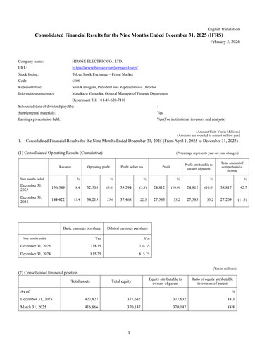Vorschaubild Hirose Electric Quartalsbericht 2025-q3