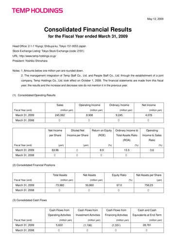 Thumbnail Persol Holdings Financial Statement fy2009