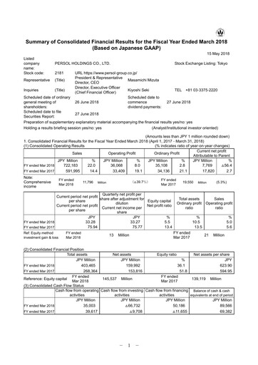 Thumbnail Persol Holdings Financial Statement fy2018