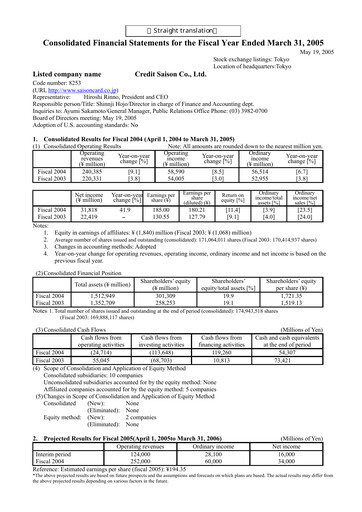 Thumbnail Credit Saison Financial Statement fy2004