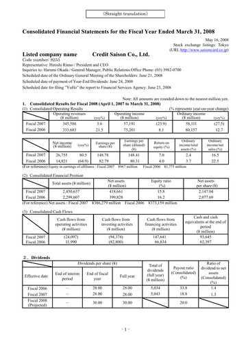 Thumbnail Credit Saison Financial Statement fy2007