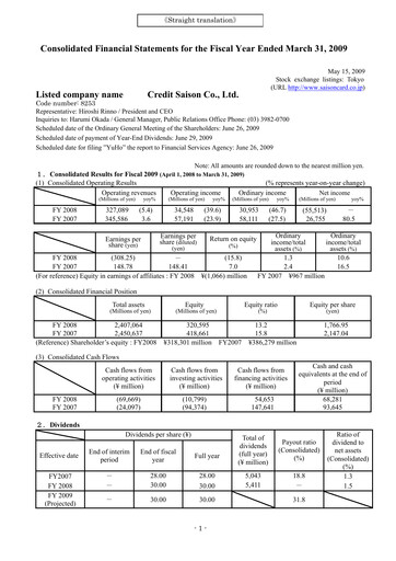 Thumbnail Credit Saison Financial Statement fy2008