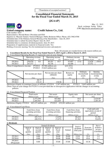 Thumbnail Credit Saison Financial Statement fy2014