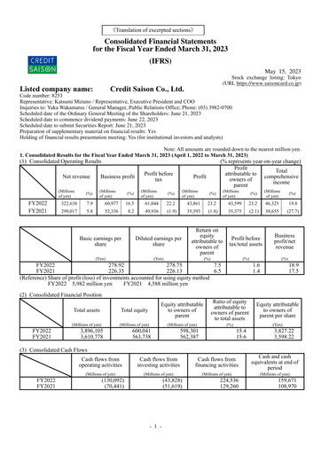 Thumbnail Credit Saison Financial Statement fy2022