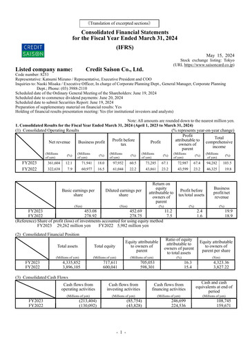 Thumbnail Credit Saison Financial Statement fy2023