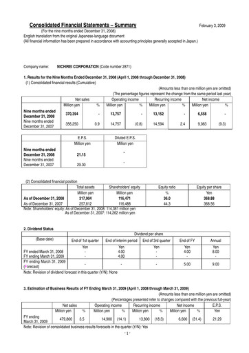 Thumbnail Nichirei Corporation Quarterly Report 2009-q3