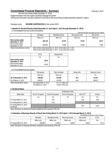 Thumbnail Nichirei Corporation Quarterly Report 2013-q3