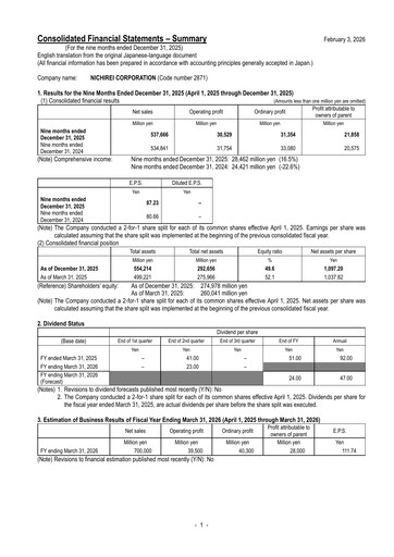 Thumbnail Nichirei Corporation Quarterly Report 2026-q3