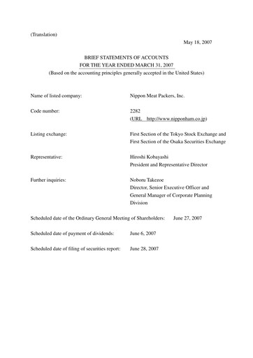 Thumbnail NH Foods (Nipponham) Financial Statement fy2007